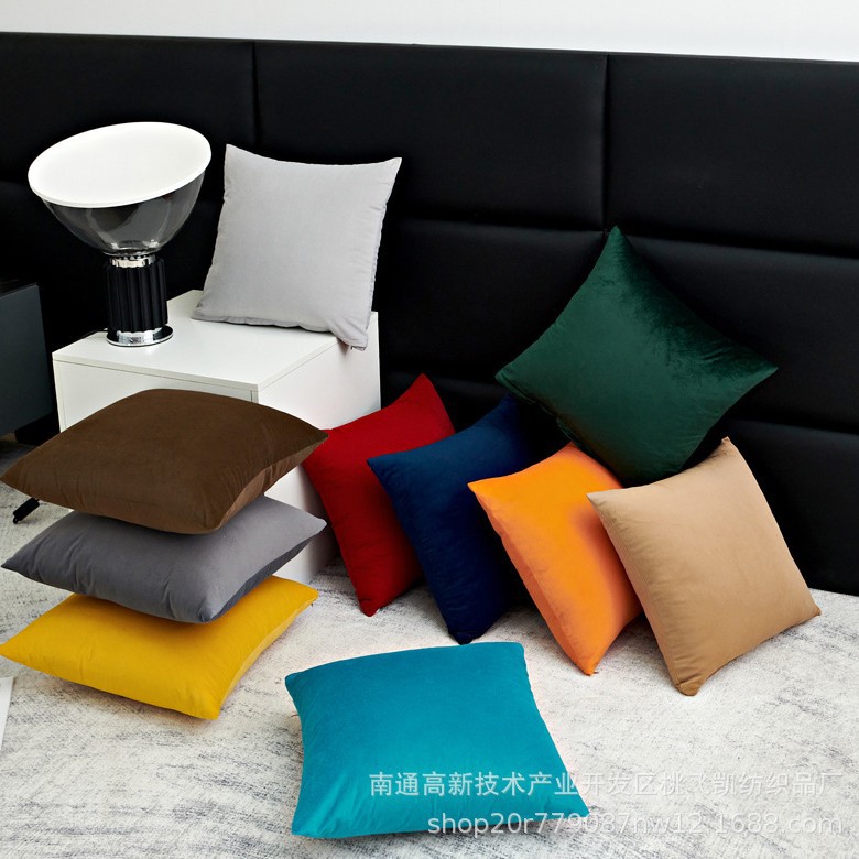 北欧ins纯色天鹅绒糖果色抱枕套现代简约沙发靠垫汽车靠枕可订货