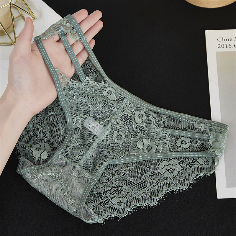 Best-selling women's lace-trimmed underwear with sexy bow, graphene antibacterial crotch, cutout, high elasticity and low waist, 7607# Specification image