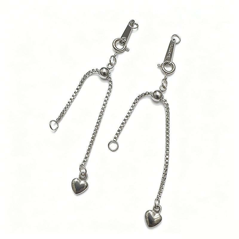 Stainless steel adjustable pull-out heart extension chain, DIY pearl bracelet necklace, connecting tail chain accessory Item Picture