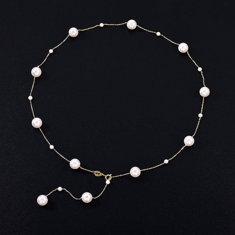 S925 sterling silver 4 ways to wear Starry Sky pearl necklace, light luxury and high-end feel, versatile collarbone chain, exquisite and fashionable necklace details Picture