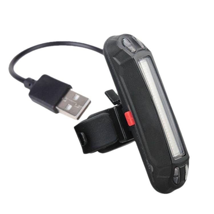 Bicycle taillight LED charging warning, cycling equipment flashing long strip taillight USB set, night cycling running light