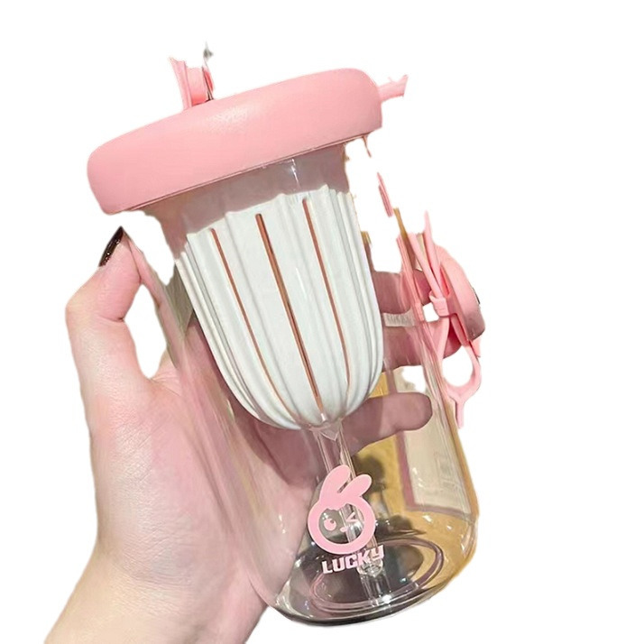 Cute Katon tea-water separation cup, lemon cold brew straw cup, high appearance level, internet-famous water cup, heat-resistant coffee cup Item Picture