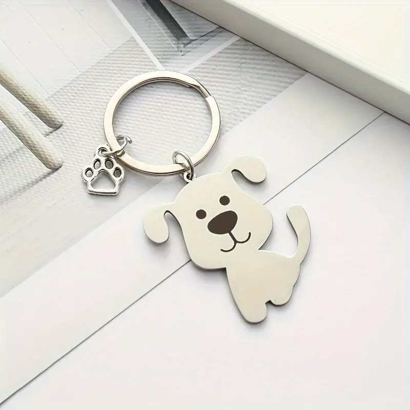 Cross-border stainless steel keychains, pet dog metal pendants, couple cute bag pendants, factory customization supported Specification image