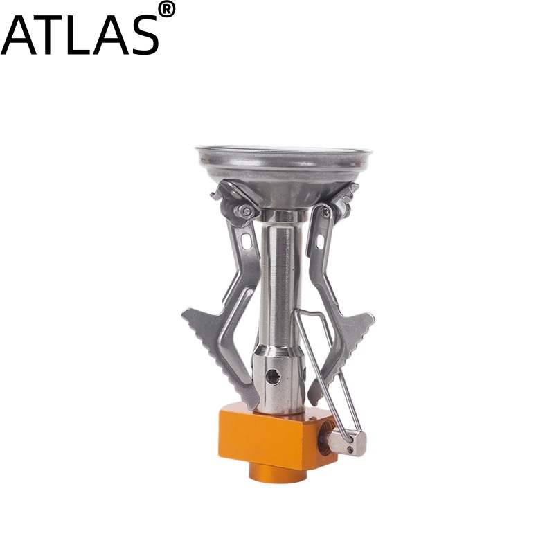 ATLAS cross border outdoor mini furnace head trekking portátil plegable head light camping estufa de gas de una pieza Specification image