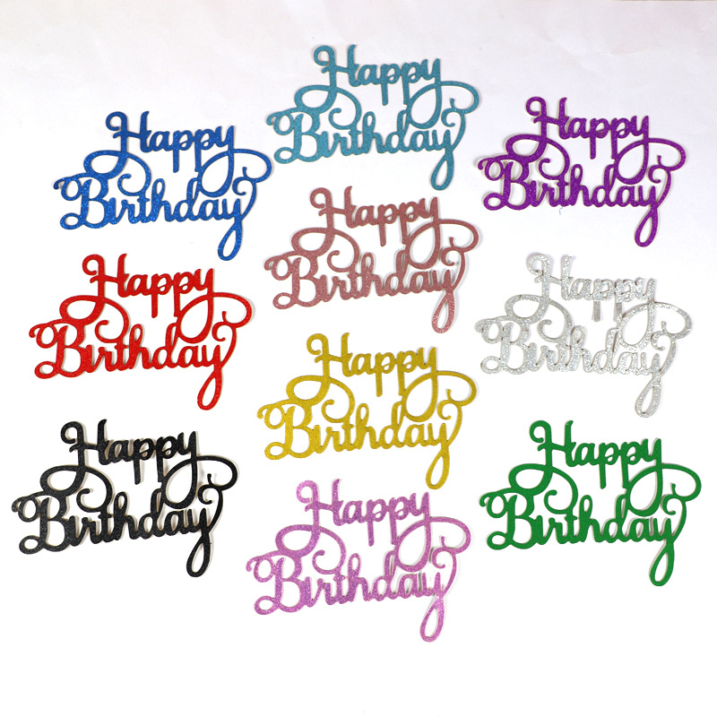 跨境专供多色蛋糕插牌Happy birthday英文派对情景蛋糕甜品台插旗