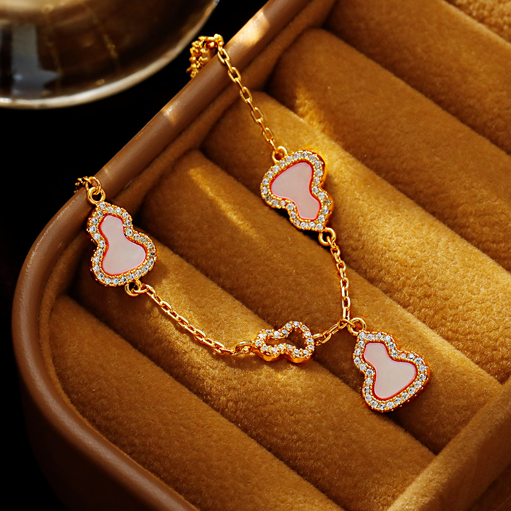 Hyacinth Natural Pink mother-of-pearl Gourd Bracelet for Women's 2025 new light luxury best friend exquisite adjustable bracelet, Douyin Bestseller Application Scenario