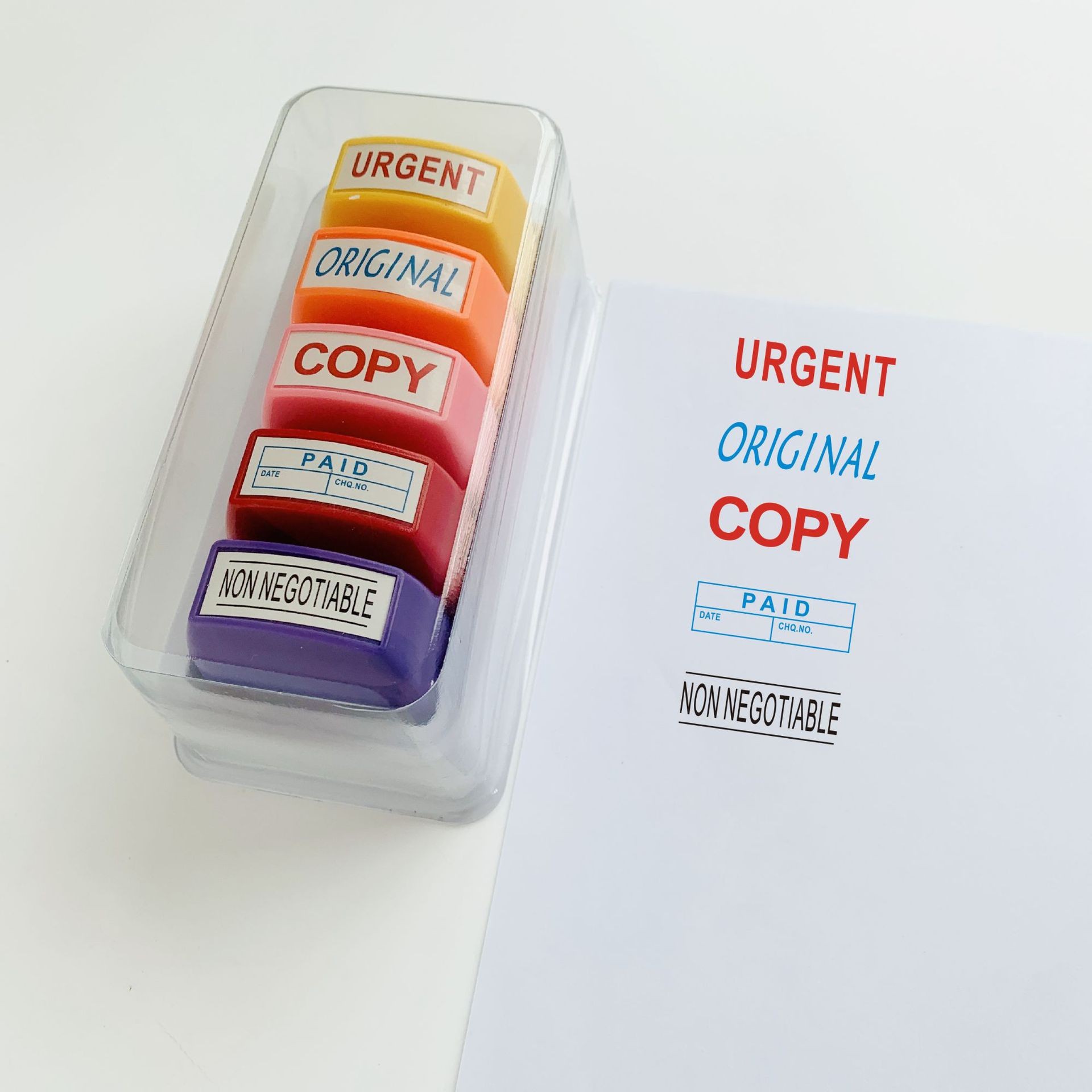 Cross-border best-selling English teacher's fun comments, office stamps, photosensitive stamps, children's English encouragement plastic stamps Specification image