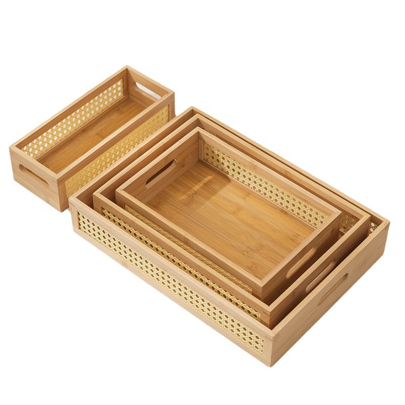 Side grid storage basket, desktop woven storage basket, home bedroom snack box, toy uncovered storage box Item Picture