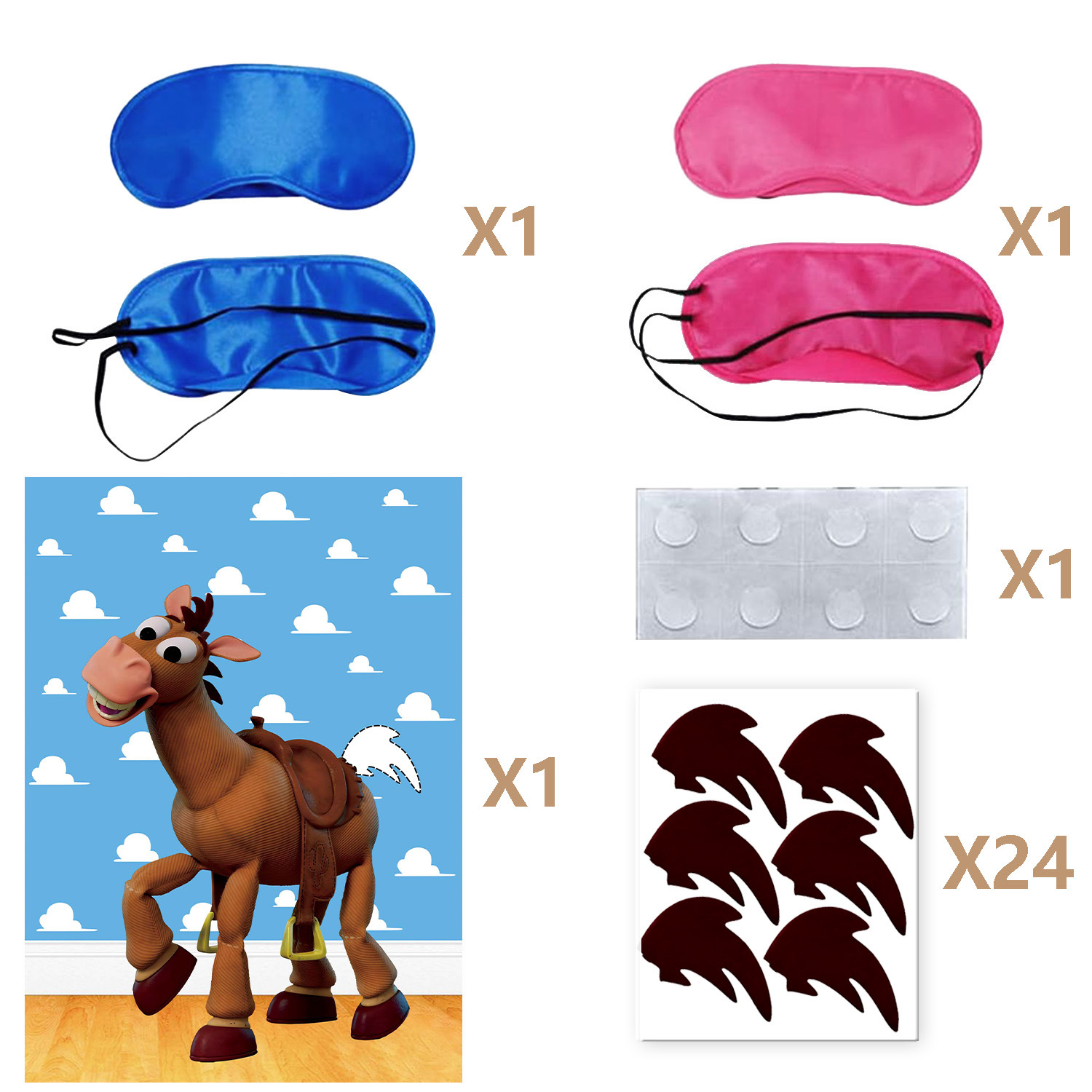 现货玩具总动员小马装饰蒙眼游戏海报儿童生日派对聚会装饰用品