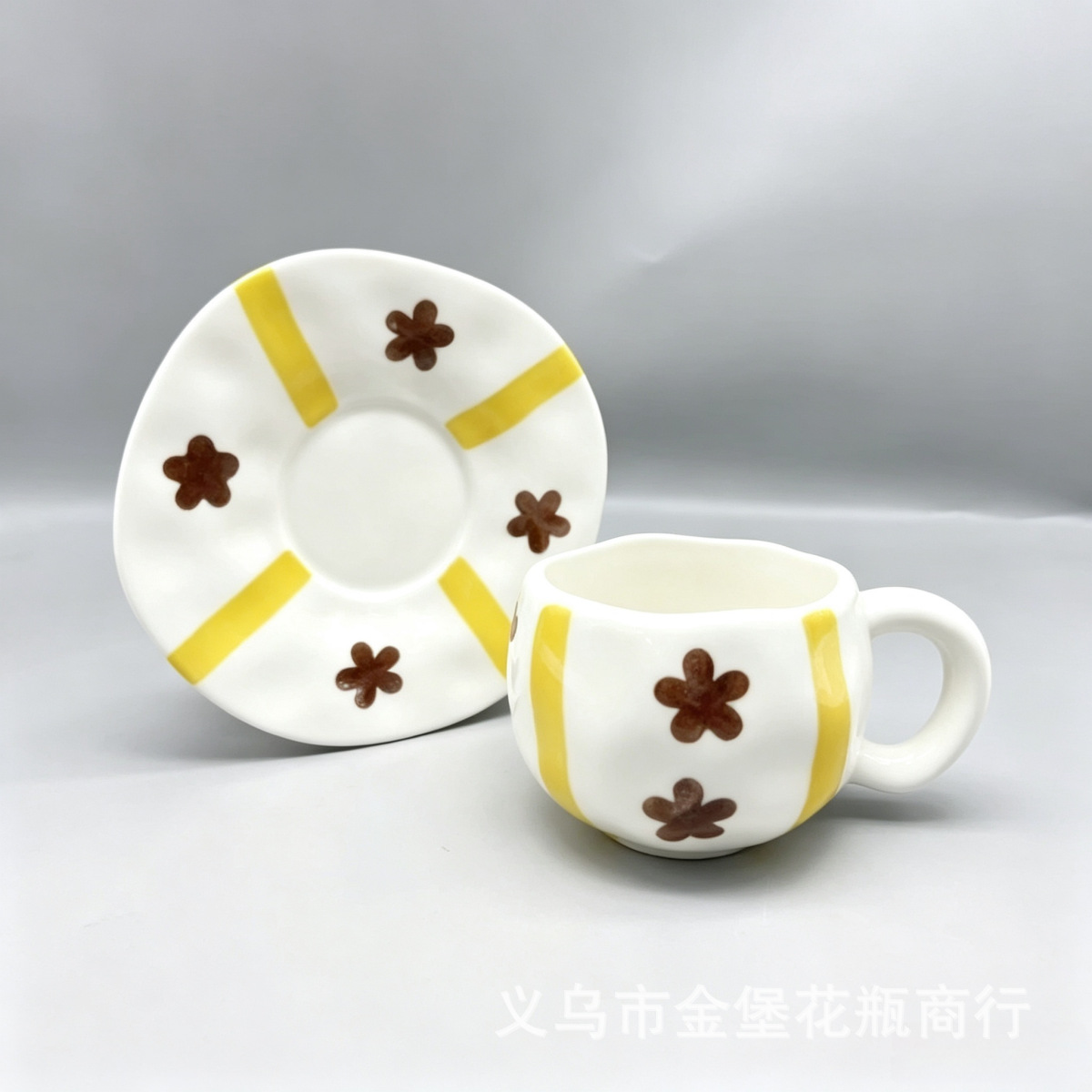 Influencers pintados a mano tazas de café de cerámica floral ins wind home breakfast tazas set fábrica lote
