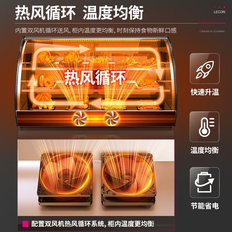 Wholesale of commercial three-layer insulated cabinets, cooked food, hamburger heating and constant-temperature display cabinets, convenience store and breakfast shop insulation equipment Specification image