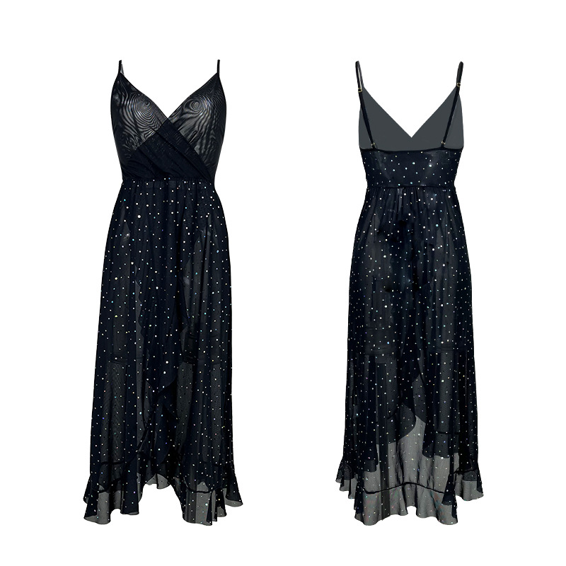 European and American cross-border sexy underwear, nightclub sexy pajamas, V-neck sleeveless sequined halter dress wholesale 797 Item Picture