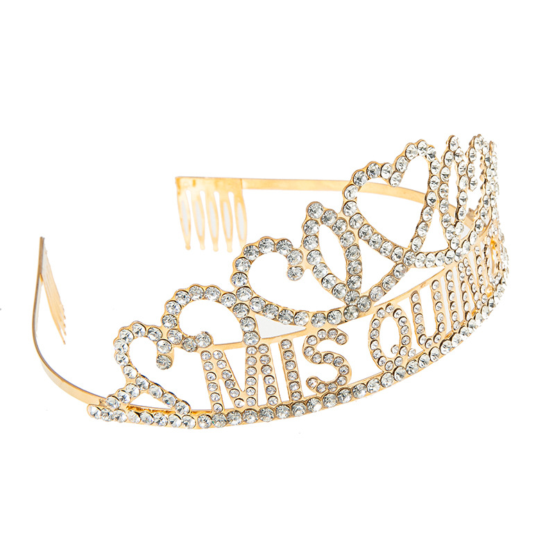 Cross-border European and American design sense, my 15-year-old MISQUINCE letter hair band, happy birthday, water diamond crown, children's wholesale hair accessories, headwear and headwear accessories details Picture