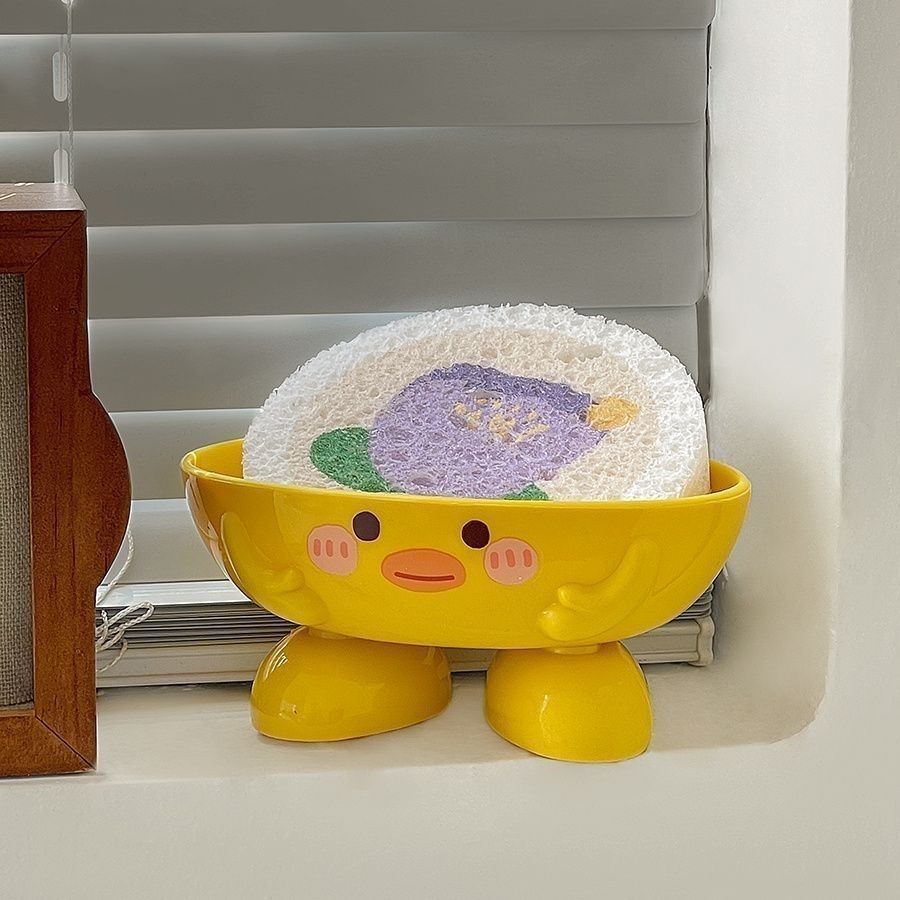 Soap box, home cute cartoon bathroom soap box, draining little yellow duck soap box, thickened storage rack for dormitory Specification image