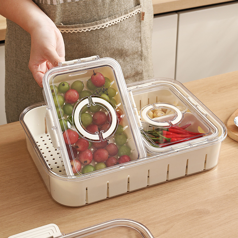 Water-draining preservation box, food-grade refrigerator storage box, special refrigeration and freezing sealed preservation box for kitchen fruits and vegetables