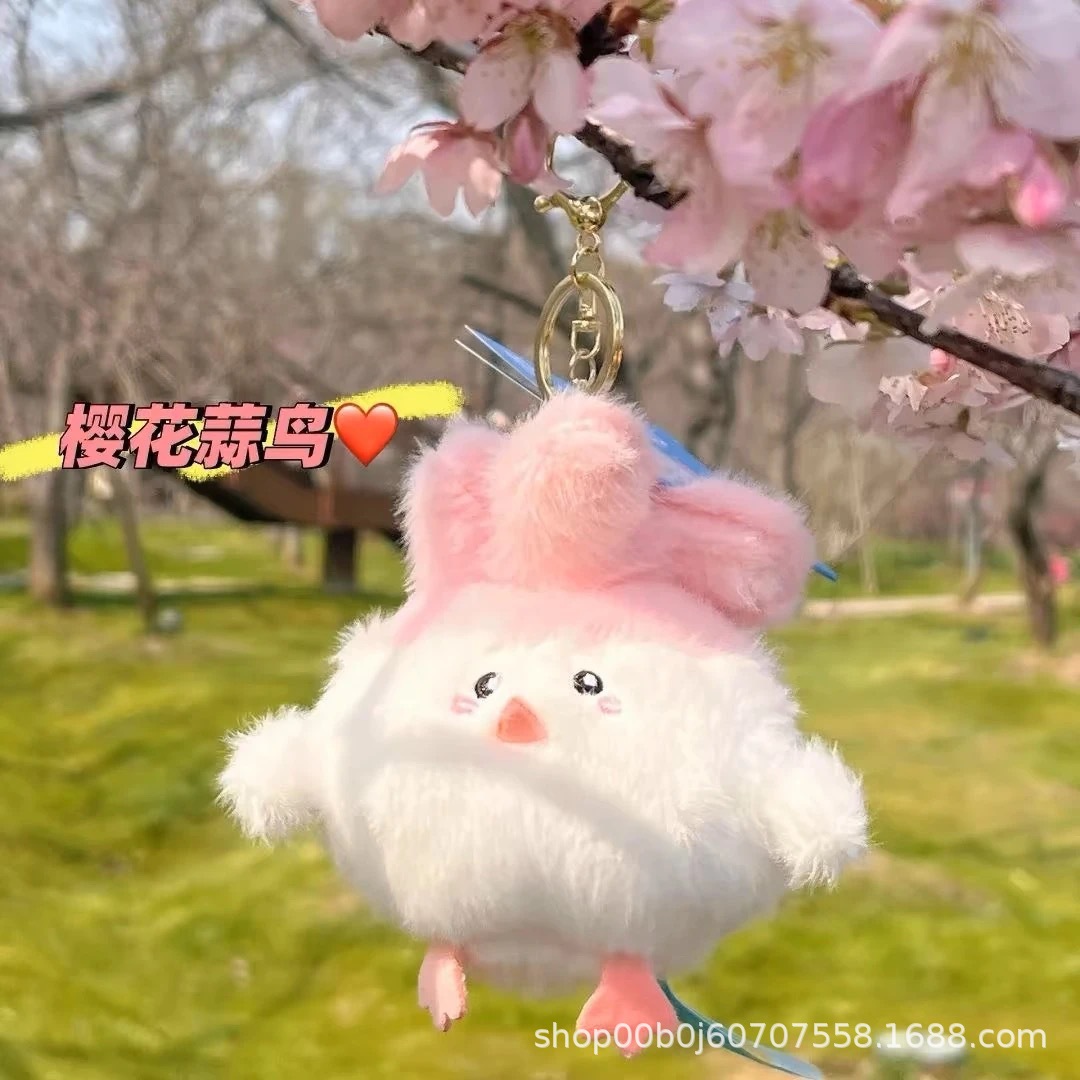 Cute and adorable rookie figurines, Wuhan cultural and creative garlic bird press sound dolls, plush toy bags, keychains Application Scenario