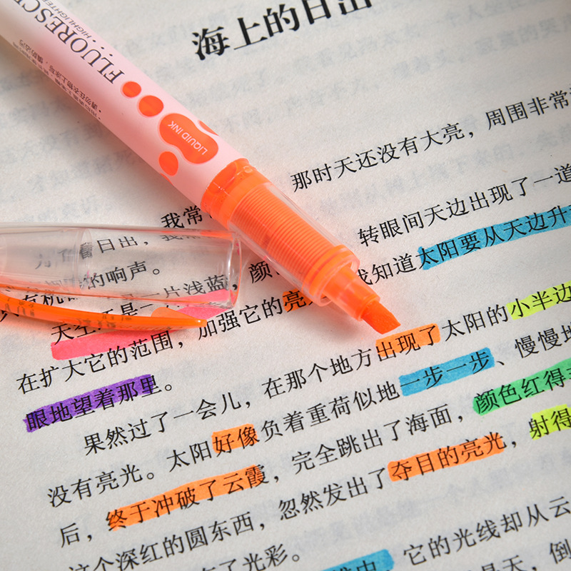 Tianfeng Direct Liquid Highlighter 2371 water-based Highlighter wholesale 6 pieces/set, smooth black color, Factory direct supply Application Scenario