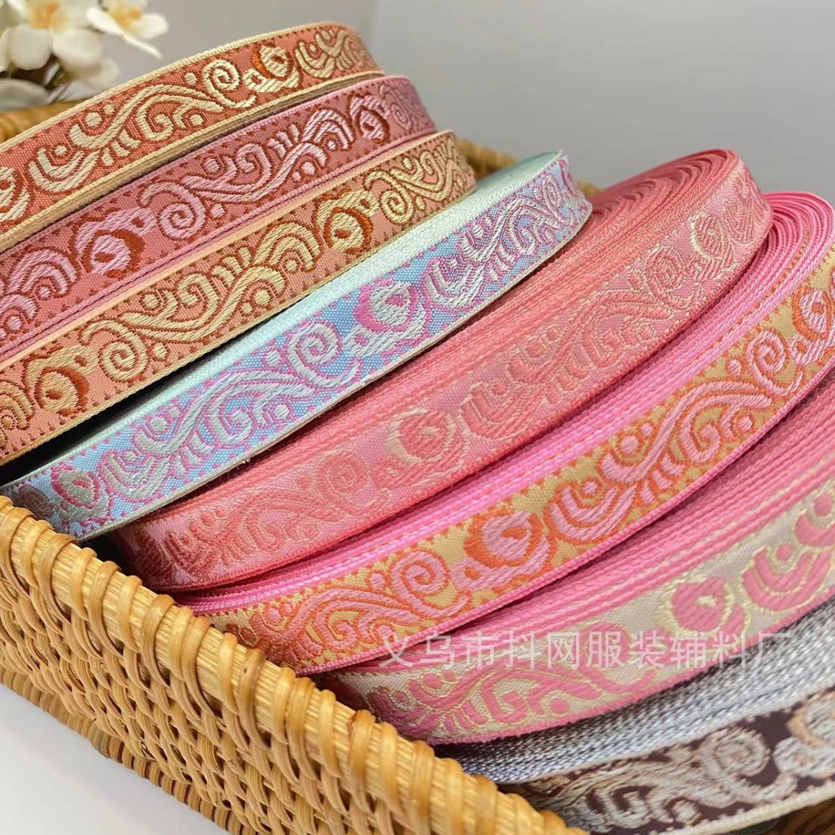 1.5cmDIY multicolor patrón étnico jacquard bordado correas adornos para el pelo adornos para la cabeza bolsos bordes accesorios venta al por mayor Specification image
