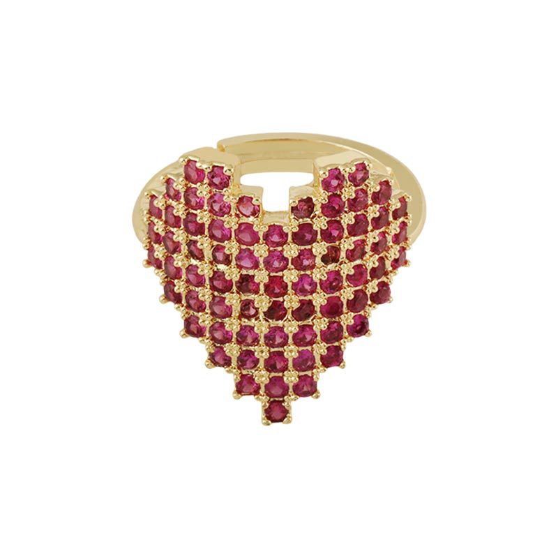 Honglu's new women's copper micro-inlaid zircon jewelry features a light luxury style with adjustable opening rings and versatile tail rings Item Picture