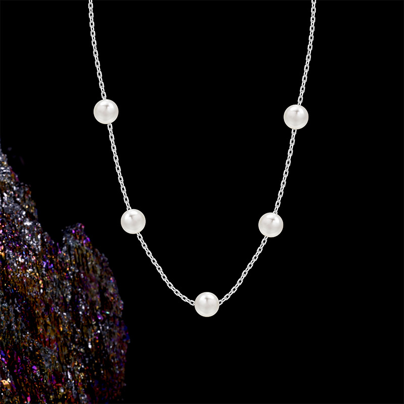 S925 sterling silver pearl necklace, a high-end, light luxury and versatile collarbone chain Valentine's Day gift for your best friend, a necklace pendant Specification image