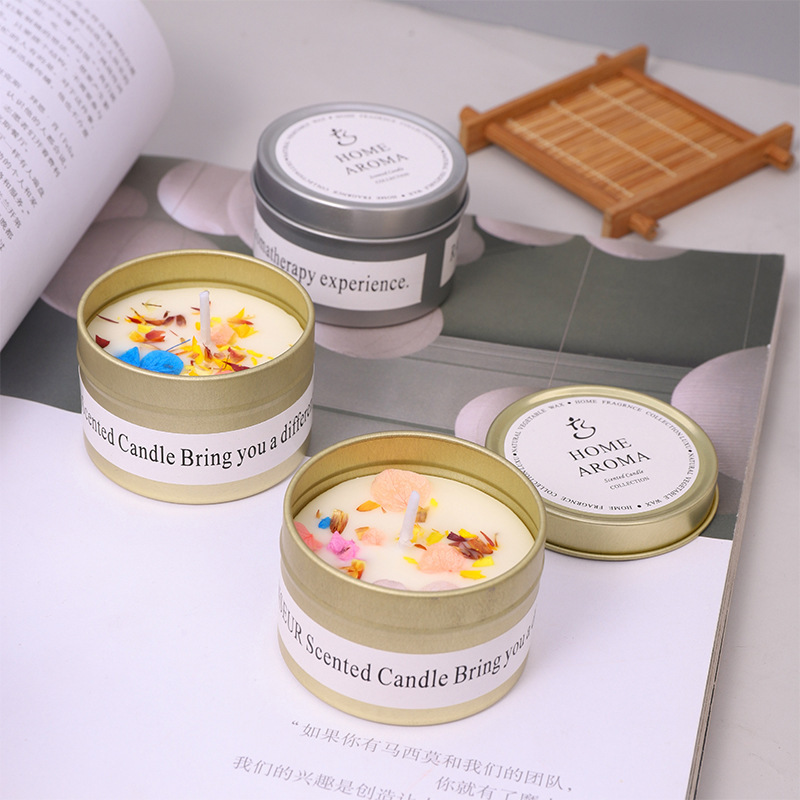 跨境干花香薰蜡烛室内香氛蜡烛结婚伴手礼小众铁皮罐植物蜡现货细节图