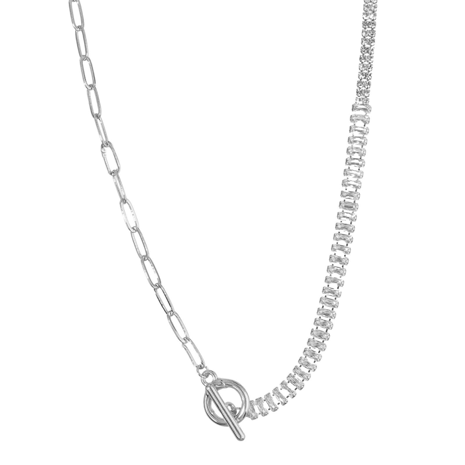 Amazon's best-selling exaggerated chain OT buckle design water diamond zircon personalized necklace, fashionable and creative spliced necklace Application Scenario