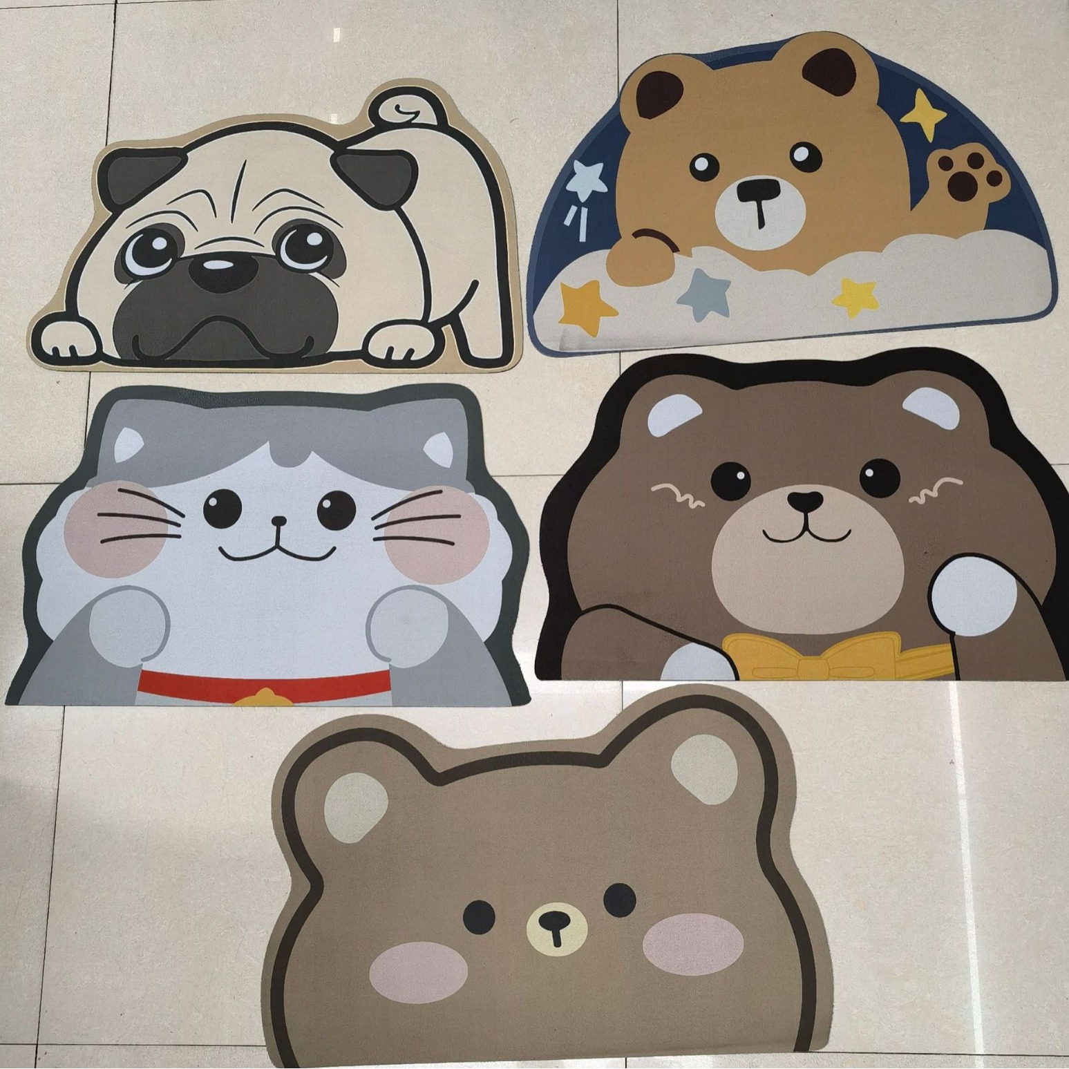 卡通图案造型游戏硅藻泥科技绒橡胶防滑吸水室内立体感柔软地垫