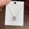 Spring 2024 new exquisite and fashionable zircon four-leaf flower necklace, a niche and light luxury small waist collarbone chain for women details Picture