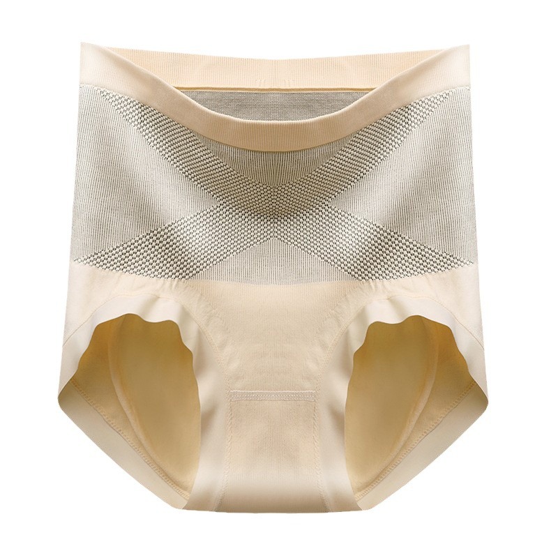 黑绷带无缝高腰女士内裤大码高弹收腹提臀舒适裸感三角裤内裤女士高腰舒适 Item Picture