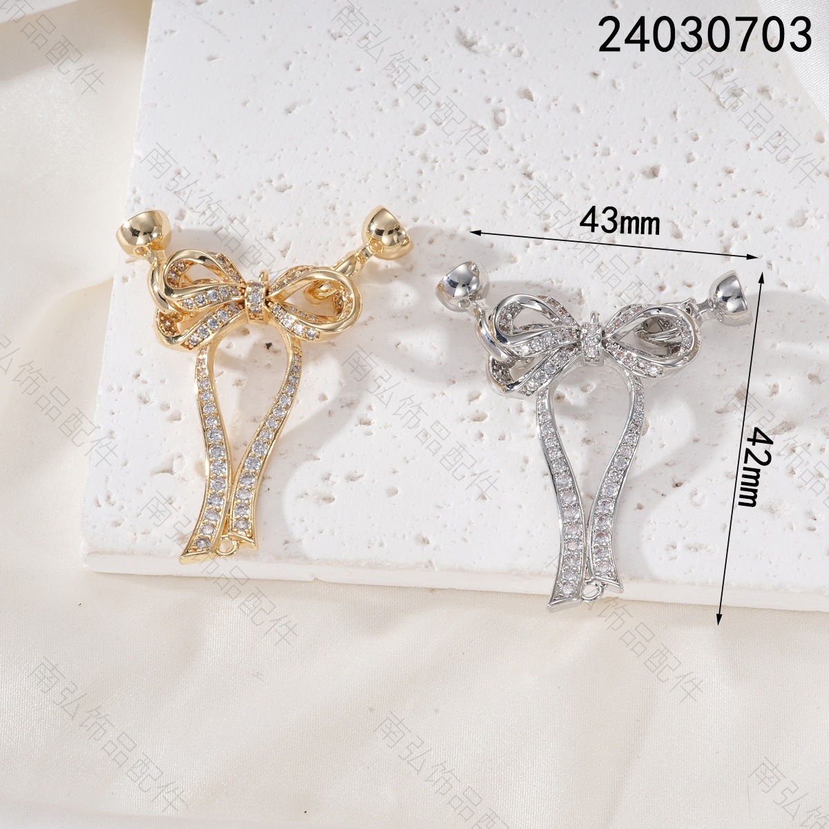 18k color-preserving copper plated with real gold pearl necklace, zirconium bow, sweater chain, tassel, universal buckle DIY accessory