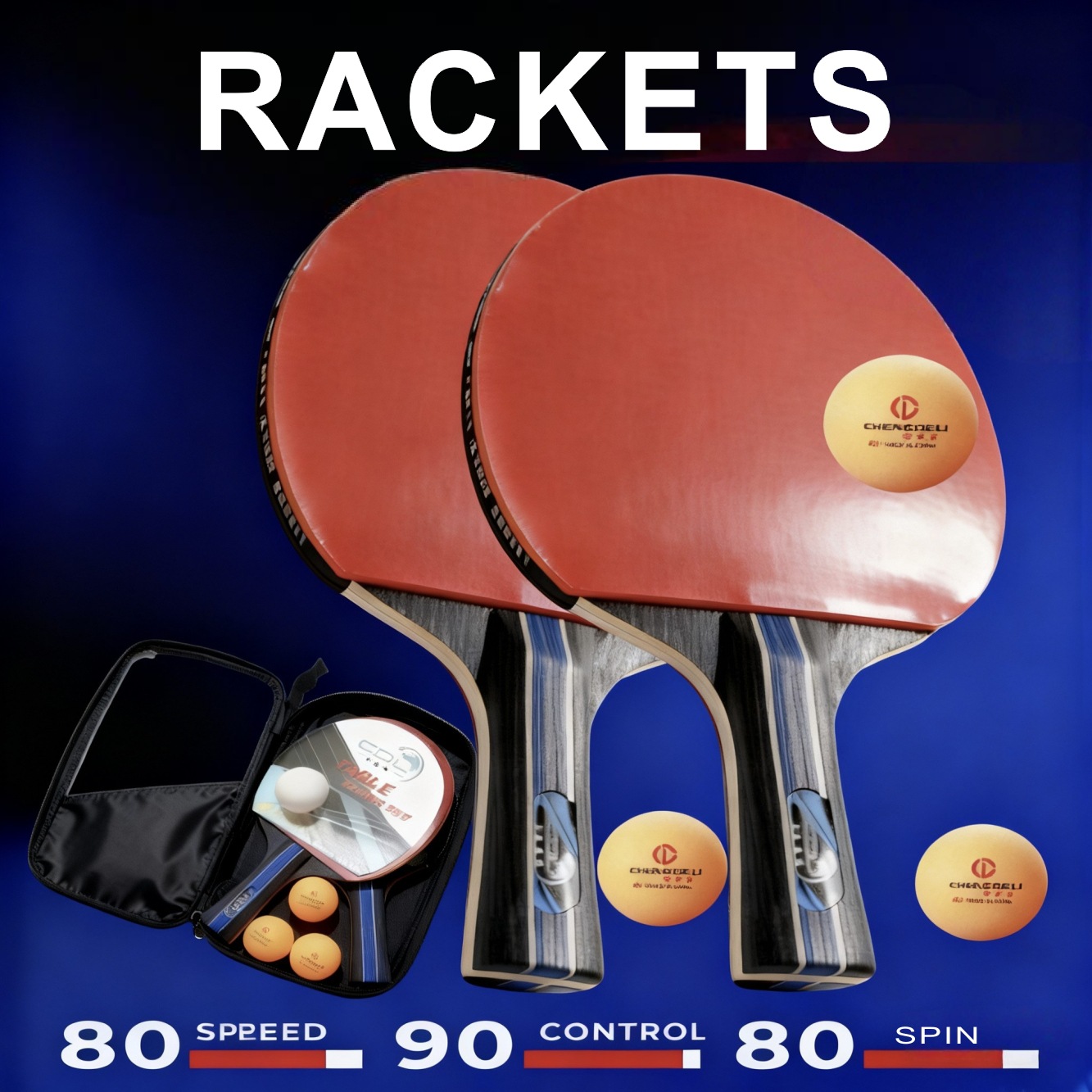 Table tennis racket set, double racket 3 balls 1 package, professional, factory, foreign trade, one-piece consignment, table tennis