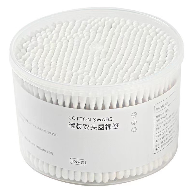 500 boxed household disposable double-headed cotton swabs for ear cleaning, cosmetic ear spoons, cleaning cotton swabs, cotton swabs, and wooden sticks Item Picture