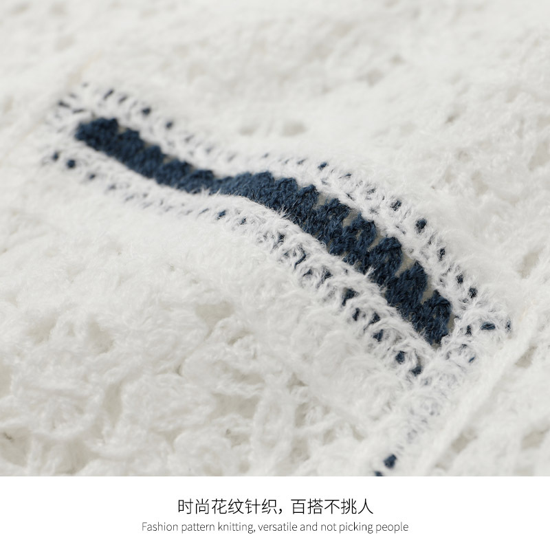 Custom-made simple outerwear, crocheted, hollowed-out knitted cardigan, women's round-neck top, long-sleeved, plain color, with a high-end and elegant look Application Scenario