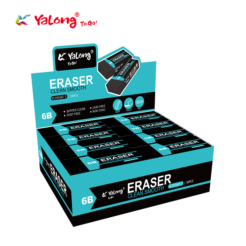 Yalong Classic best-selling standard pencil erasers in various sizes and models, 6B black pencil TPR erasers details Picture