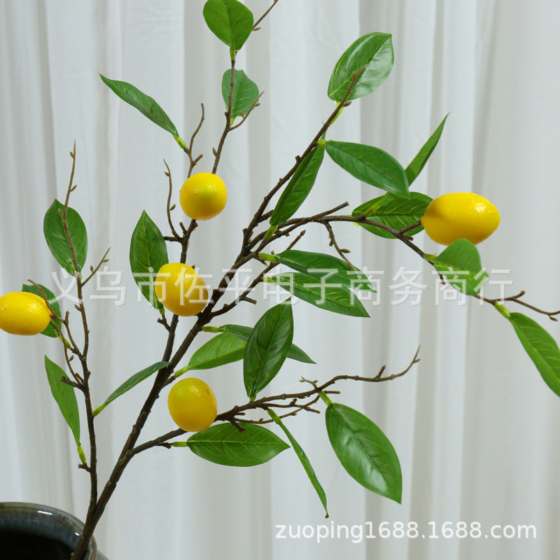Artificial yellow lemon fruit branches, artificial lemon photo props and ornaments, artificial fruits, home decoration, artificial tree accessories Application Scenario