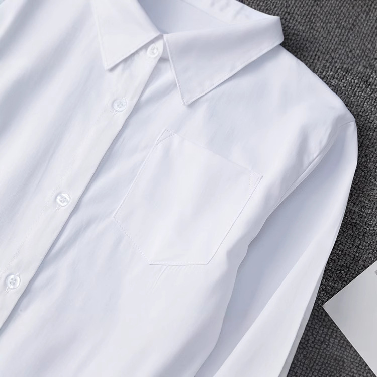 Zhuobei Clothing Japanese JK uniform, long-sleeved white shirt, Japanese-style school uniform, long-sleeved pointed collar, square collar, corner opening not transparent Application Scenario