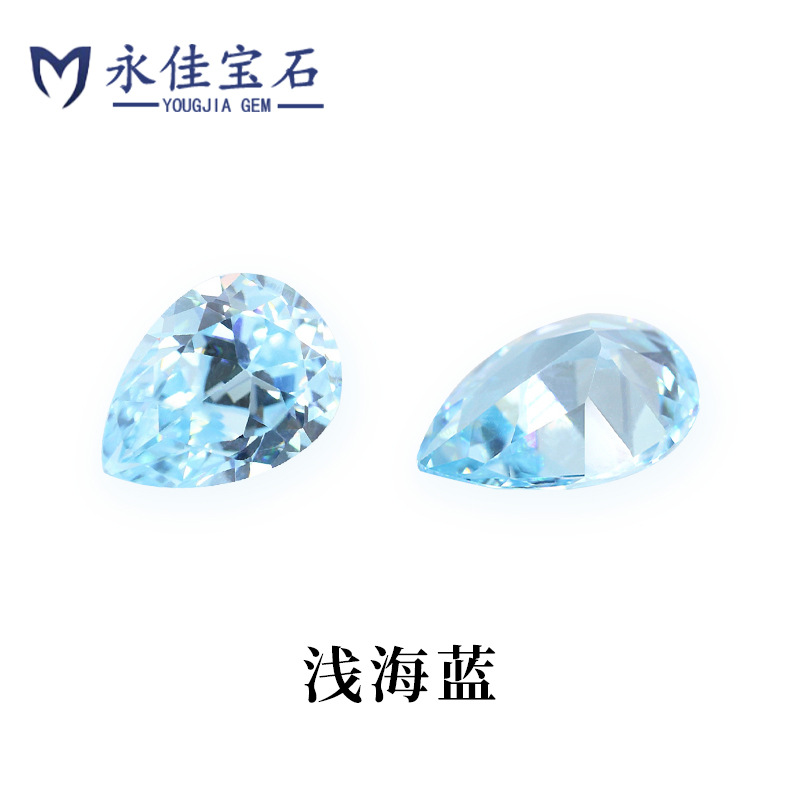 Yongjia Gemstone Colored Teardrop pear-shaped Zircon bare stone ring face accessories Diamond artificial synthetic zirconia DIY white stone Item Picture