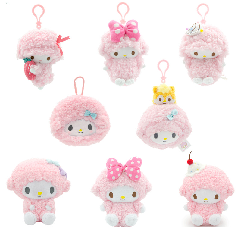 Genuine piano lamb strawberry pendant coin purse, Sanrio bow cream pendant, bag and luggage pendant