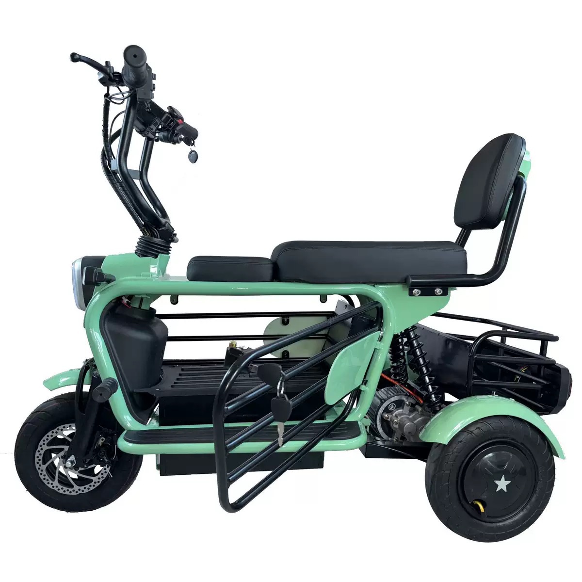 Electric tricycles are portable transportation vehicles for the elderly, adults for both men and women to pick up and drop off children, buy groceries, and carry pets