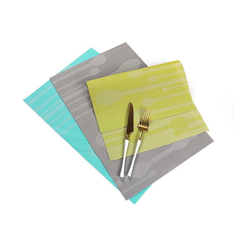 高档方形水滴提花西餐垫PVC餐垫隔热垫 餐桌垫防滑特斯林餐垫杯垫