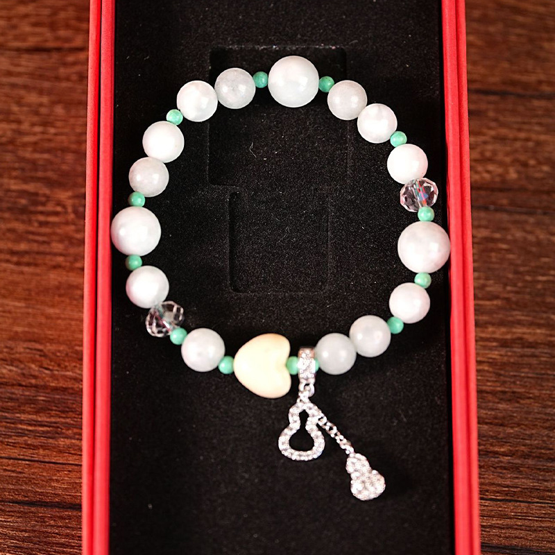 New Chinese-style national trend sea-patterned stone bracelet, beaded women, light luxury and high-end feel, gourd pendant bracelet, cultural and artistic accessories Specification image