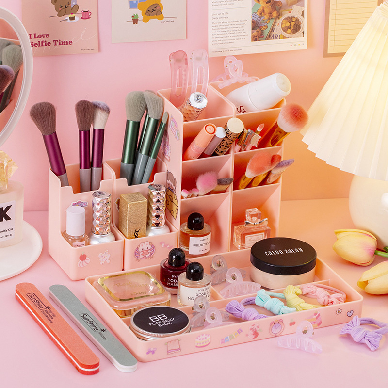 Slanting pen holder, large-capacity female pen holder, student desktop ornament, multi-functional stationery box, storage box, waterproof