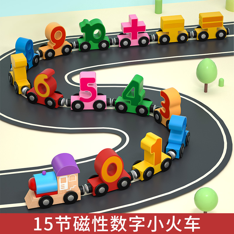 Magnetic digital mini train, custom building block assembly car, educational children's wooden toys, early education and enlightenment Application Scenario
