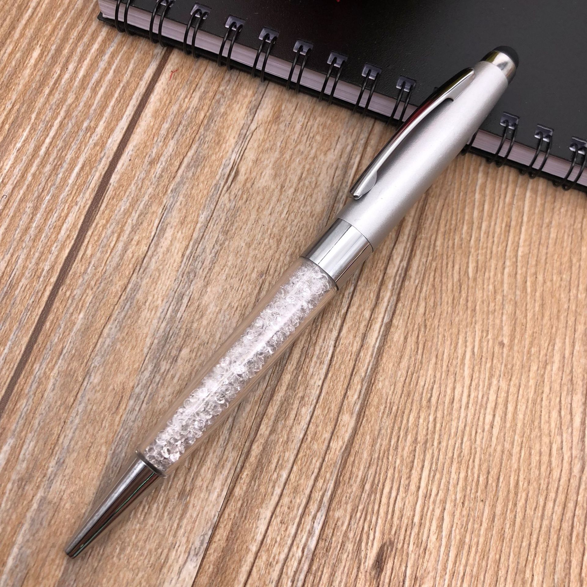 Crystal pen, rotating ballpoint pen, metal lower rod, crystal pen, gift touch screen pen, hand writing Item Picture