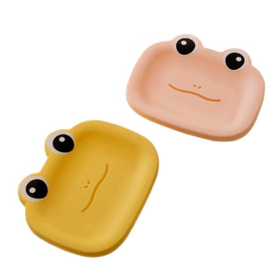 可爱卡通肥皂盒可爱猫咪青蛙肥皂盒创意肥皂支架可沥水浴室香皂盒白底实物图