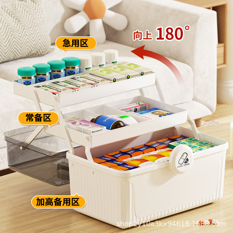 药箱常备药品分装盒学生宿舍多层杂物收纳盒塑料急救便携 Specification image