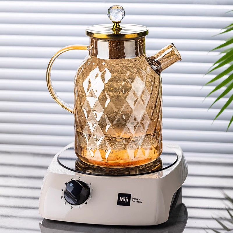 High borosilicate heat-resistant kettle, high capacity, high appearance level, household flower tea kettle, juice beverage kettle, light luxury Lanling kettle, cold brewing details Picture