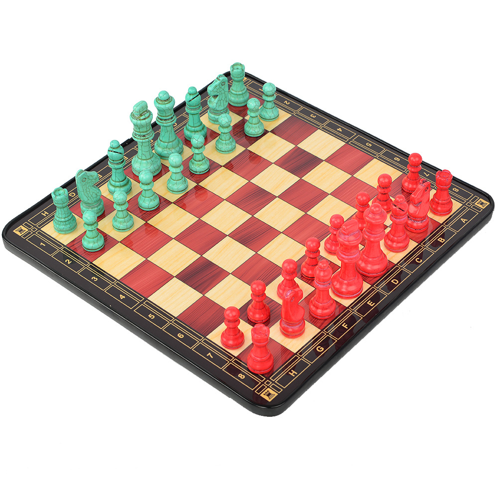 彩色石头棋子搭配高光亮面漆艺棋盘桌游国际象棋游戏玩具棋33CM