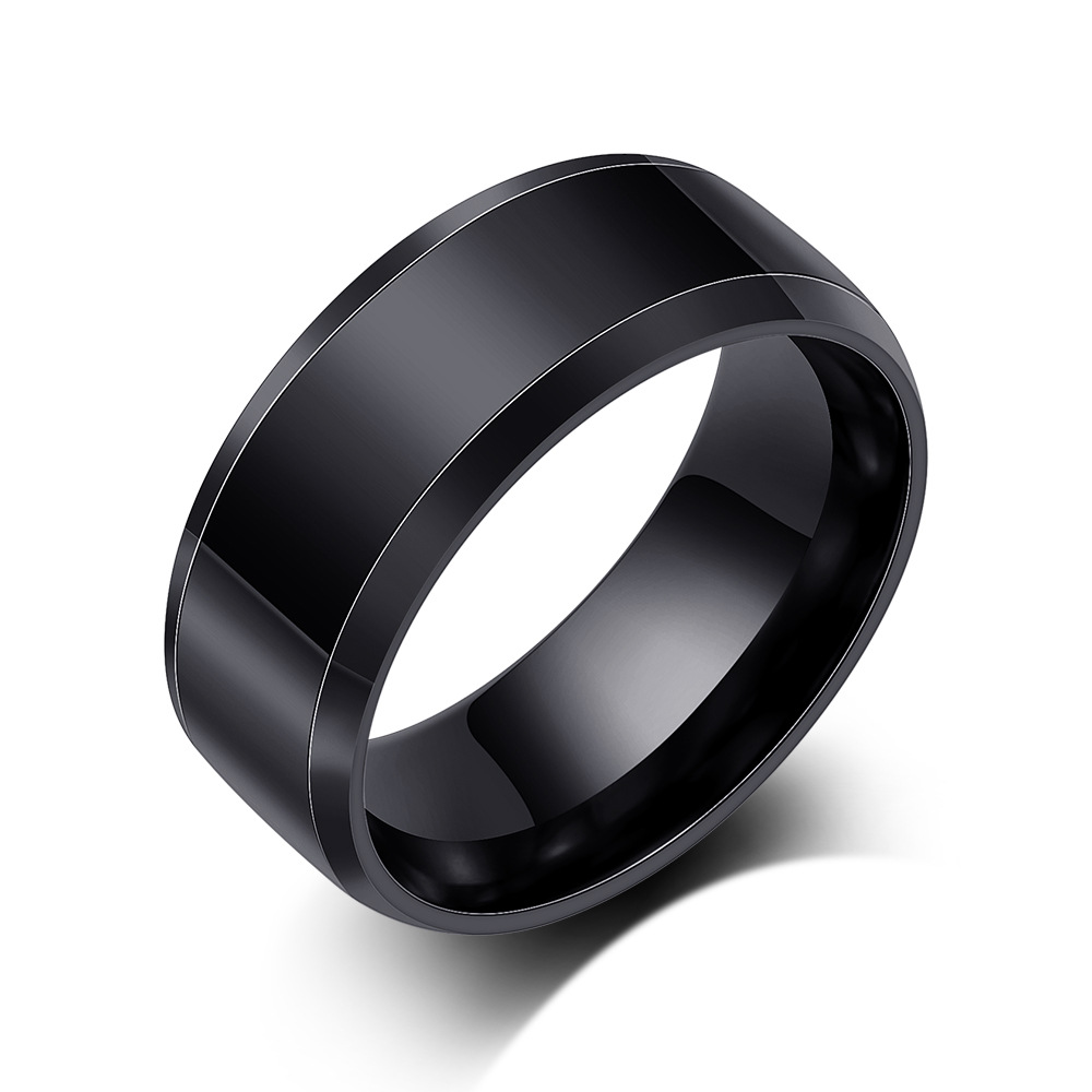 European and American ins titanium steel ring 8mm smooth surface ring, simple and versatile for men, double beveled three-color personalized ring wholesale for women Application Scenario