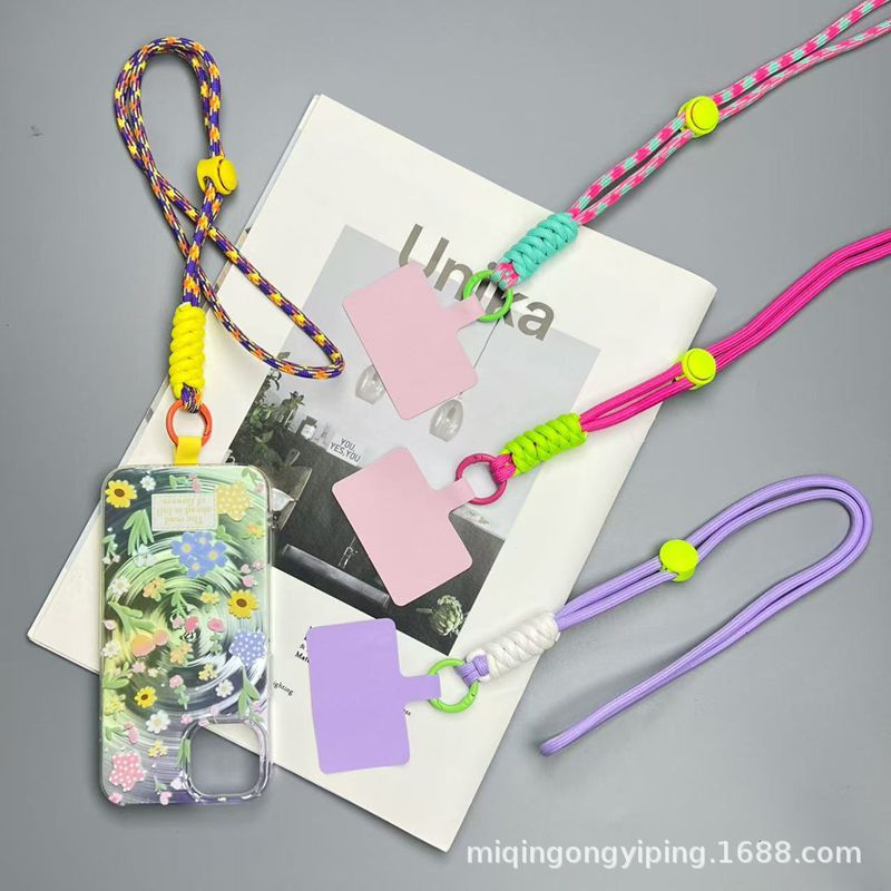 Color-blocked knotted phone lanyard, creative hand-woven neck lanyard, phone case keychain, detachable anti-loss lanyard Specification image